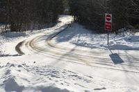 Winter Road in Canada: Clear Sky and Snowy Surroundings