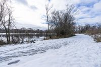 Winter Road in Canada, Ontario Covered in Snow