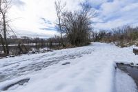 Winter Road in Canada, Ontario Covered in Snow