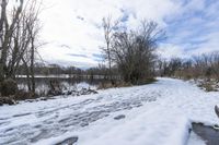 Winter Road in Canada, Ontario Covered in Snow