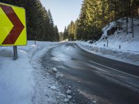 Winter Road in Germany with Snow-Covered Alps - Europe