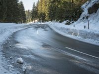 Winter Road in Germany with Snow-Covered Alps - Europe