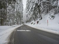 Winter Road with a Mountain View