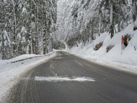 Winter Road with a Mountain View