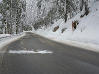 Winter Road with a Mountain View