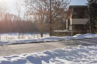 Winter Road in Ontario: Residential Area Covered in Snow