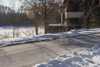 Winter Road in Ontario: Residential Area Covered in Snow