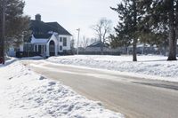 Winter Road in the USA: Asphalt Under a Clear Sky