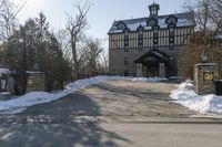 Winter Scene in a Suburban Residential Area