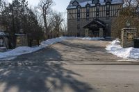 Winter Scene in a Suburban Residential Area