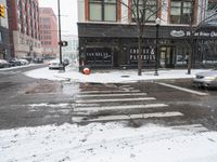 Winter Snow Covered Road in Downtown Detroit