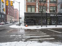 Winter Snow Covered Road in Downtown Detroit