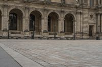 a woman in black jacket and black umbrella walking with her dog in paris, france