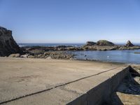 Wooden Boat Ramp on the Ocean Shoreline