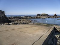 Wooden Boat Ramp on the Ocean Shoreline