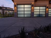 Wooden Garage Door with Vegetation