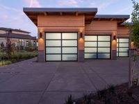 Wooden Garage Door with Vegetation