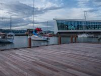 Wooden Pier on a Calm Lake Under a Cloudy Day