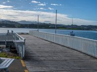 Wooden Pier Overlooking Ocean in Coastal Landscape