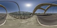 the three images show a view of the intersection of an overpass and a pedestrian crossing