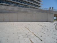 a black fire hydrant is sitting in the concrete area in front of a large building