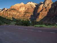 Road in Zion National Park, USA: A Majestic Mountain Landscape