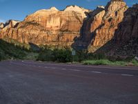 Road in Zion National Park, USA: A Majestic Mountain Landscape