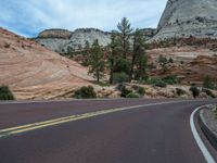 Road in Zion National Park, Utah: Surrounded by Mountains