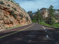 Straight Road Through Zion National Park, USA