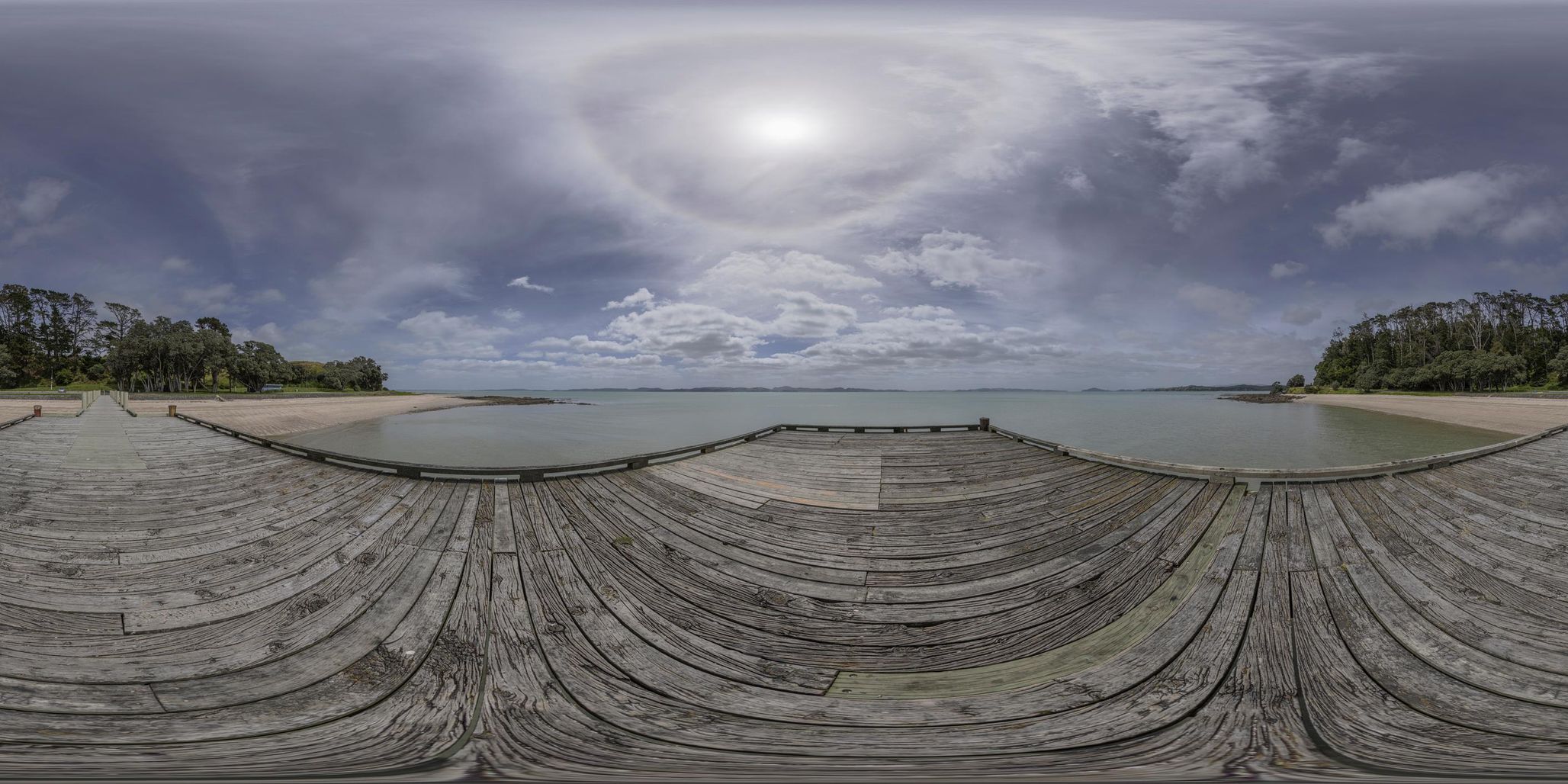Coastal Landscape at Dawn: Ocean and Pier - HDRi Maps and Backplates