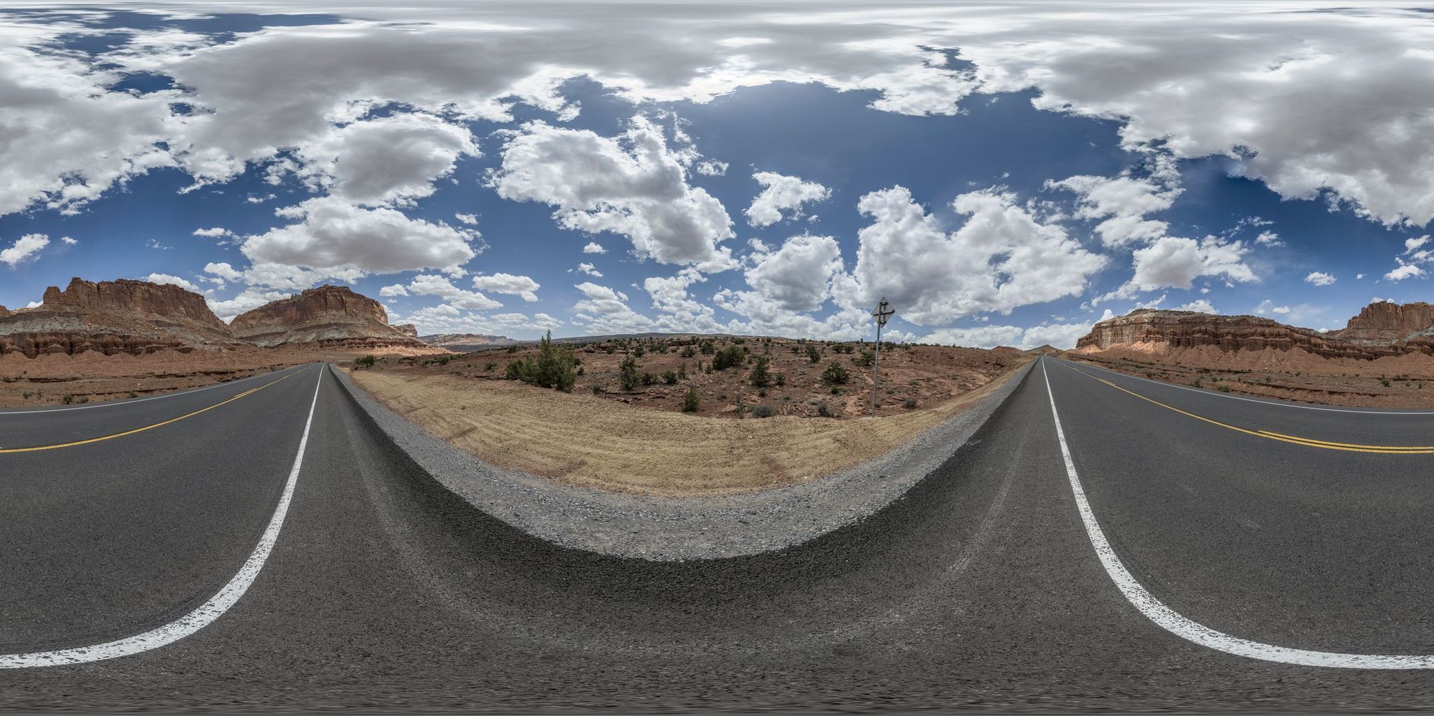 Straight Road in Capitol Reef, Utah, USA - HDRi Maps and Backplates