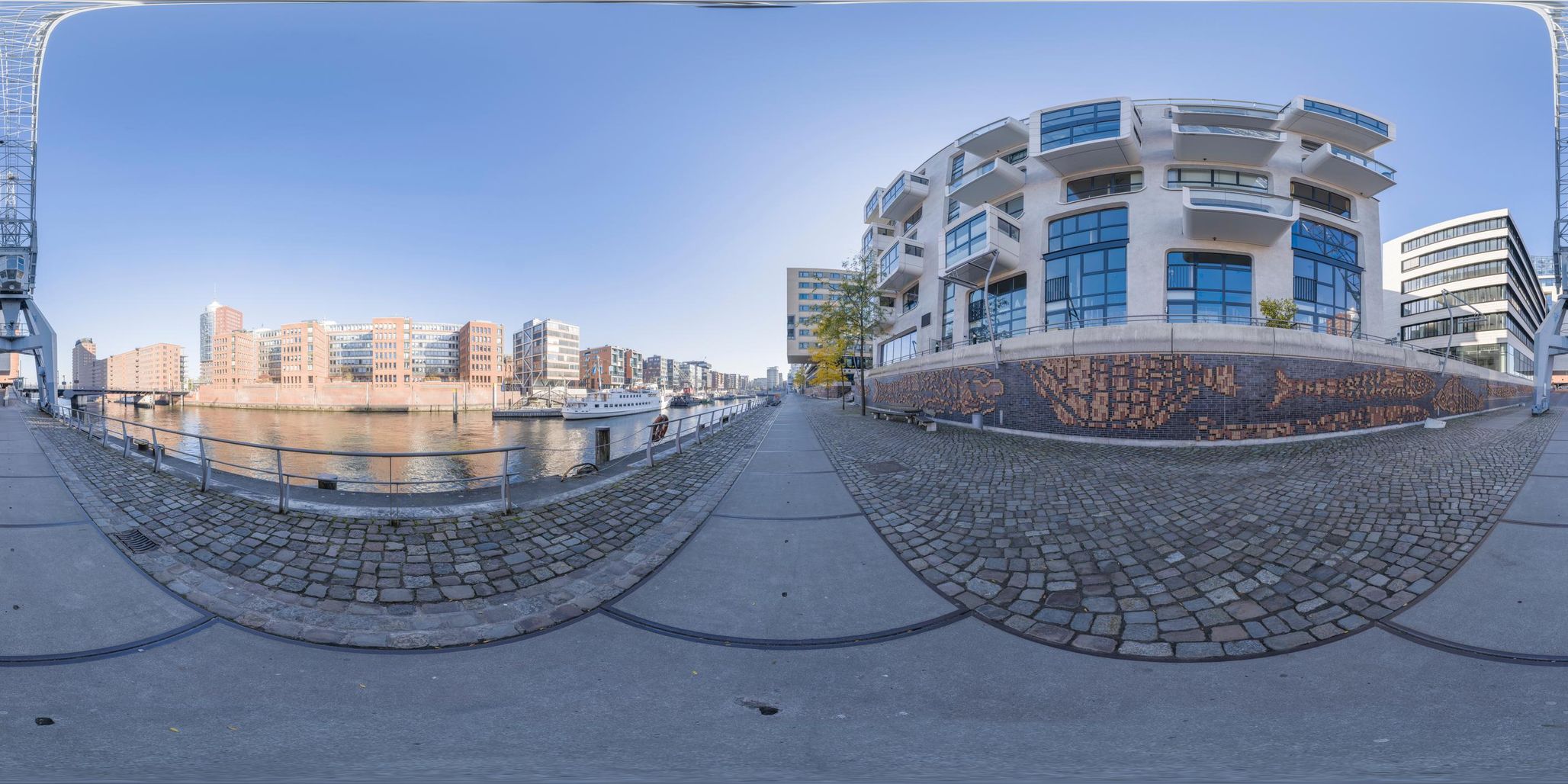 Straight Road in Hamburg, Germany Leads to a Picturesque Harbor - HDRi ...