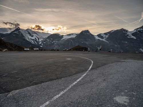 Austria Parking Lot with Snow-Covered Mountain - HDRi Maps and Backplates