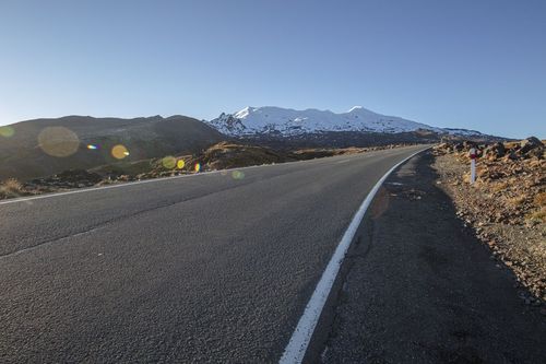 Empty Road through Snow-Covered Mountains - HDRi Maps and Backplates