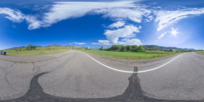 Straight Down the Road in a Lush Landscape HDRi Maps and Backplates