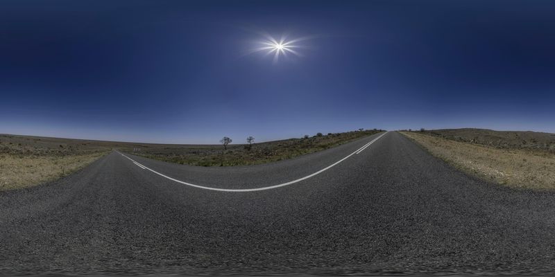 Straight Down the Road in Rural Landscape HDRi Maps and Backplates