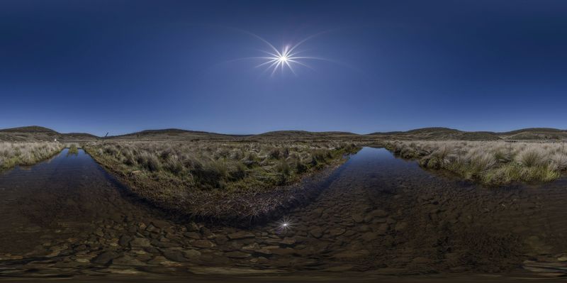 Scenic Mountain Landscape with River in Rural Area HDRi Maps and Backplates