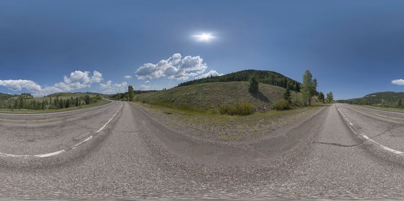 Scenic Drive through Colorado's Lush Landscape HDRi Maps and Backplates