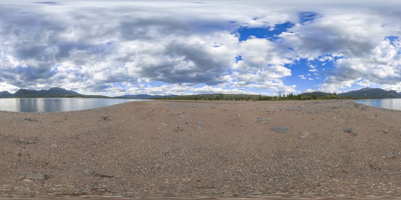 Scenic Mountain Landscape with Lake and River HDRi Maps and Backplates