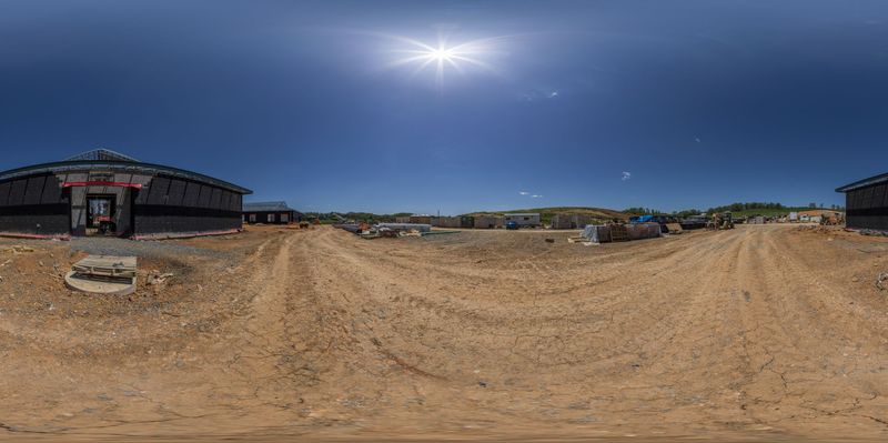 Rural Property with Open Space and Clear Sky HDRi Maps and Backplates