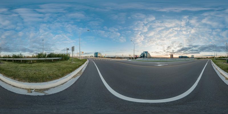 Straight Down the Road in Markham, Ontario, Canada HDRi Maps and Backplates