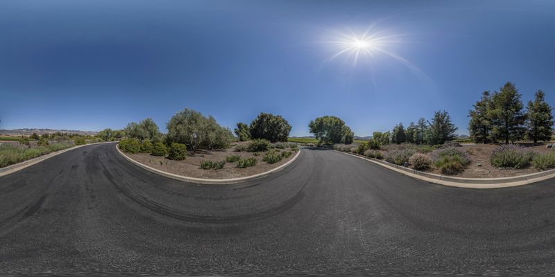 Scenic California Landscape with Asphalt Road HDRi Maps and Backplates