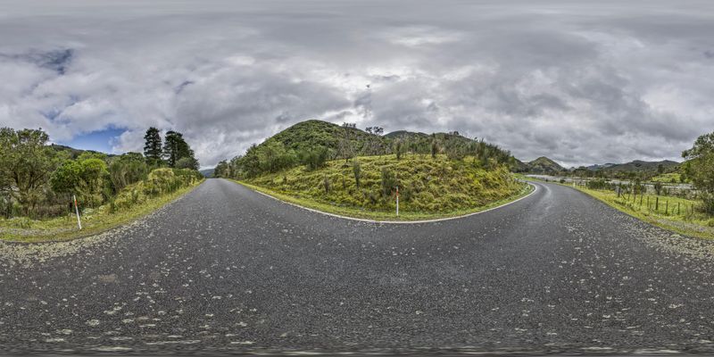 Scenic Highland Road with Mountain View HDRi Maps and Backplates
