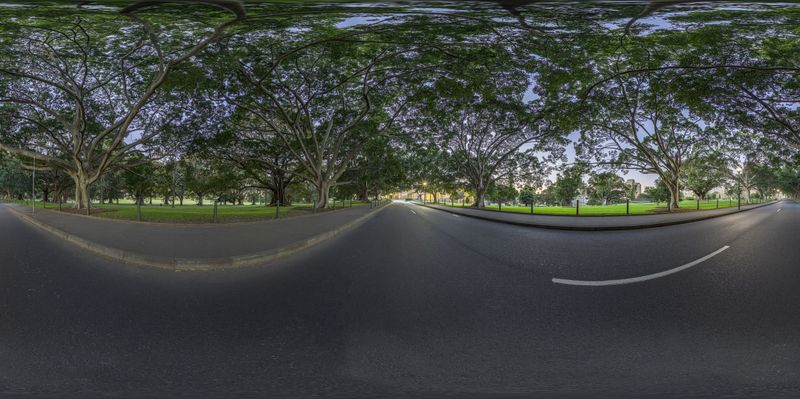 Cityscape at Dawn with Clear Sky HDRi Maps and Backplates