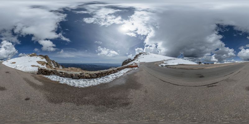 Colorado's Snowy Ascent: Road to Pikes Peak HDRi Maps and Backplates