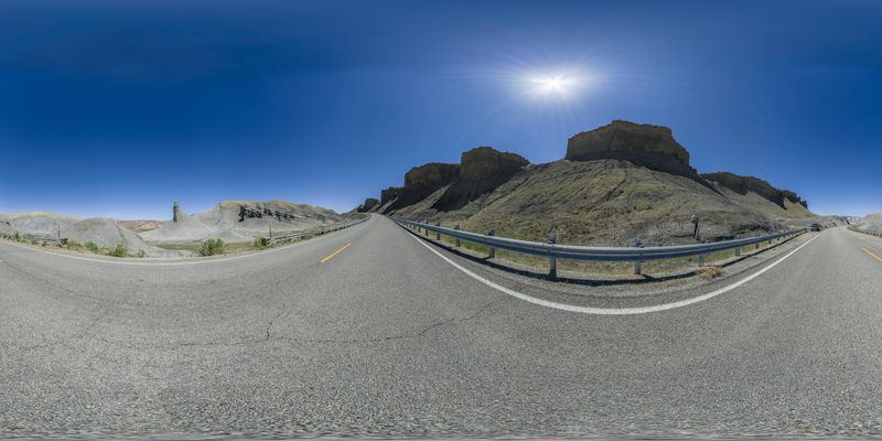 Straight Road through Utah Desert Landscape HDRi Maps and Backplates