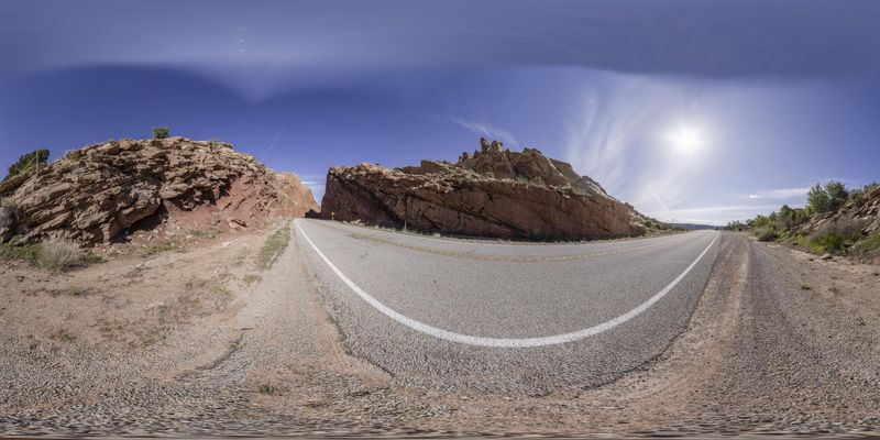 Scenic Road Trip through Utah's Red Rock Desert HDRi Maps and Backplates