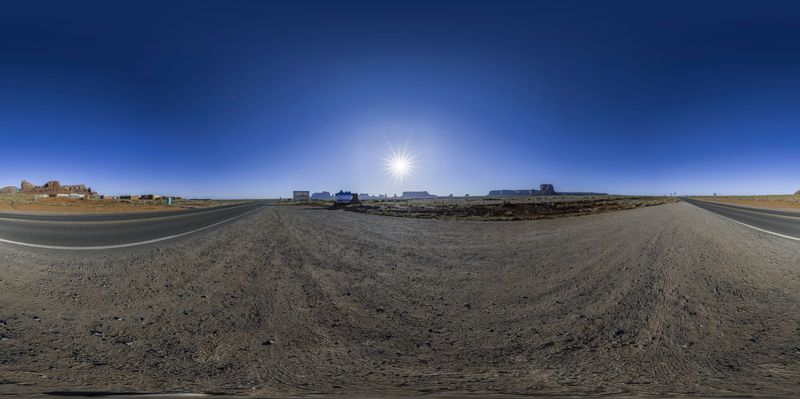 Utah's Dawn Drive: Road Signs in Monument Valley HDRi Maps and Backplates