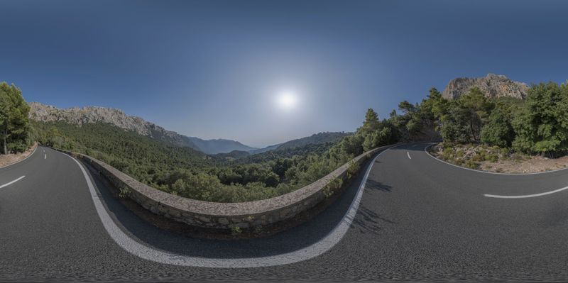 Asphalt Road in Mallorca, Spain HDRi Maps and Backplates