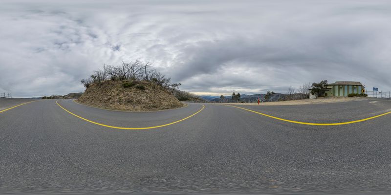 Scenic Mountain Road in Grey Sky Landscape HDRi Maps and Backplates
